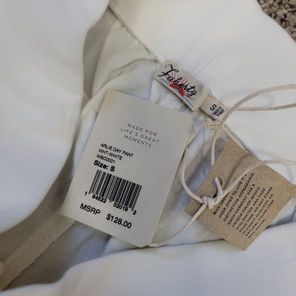 NWT Faherty Women's Arlie Day Linen Blend Pant in White Size Small - Picture 7 of 11